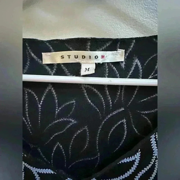 GVC | Vintage Y2K Black StudioM Midi Dress w/ Blue Flowers | Size Medium - Picture 2 of 8